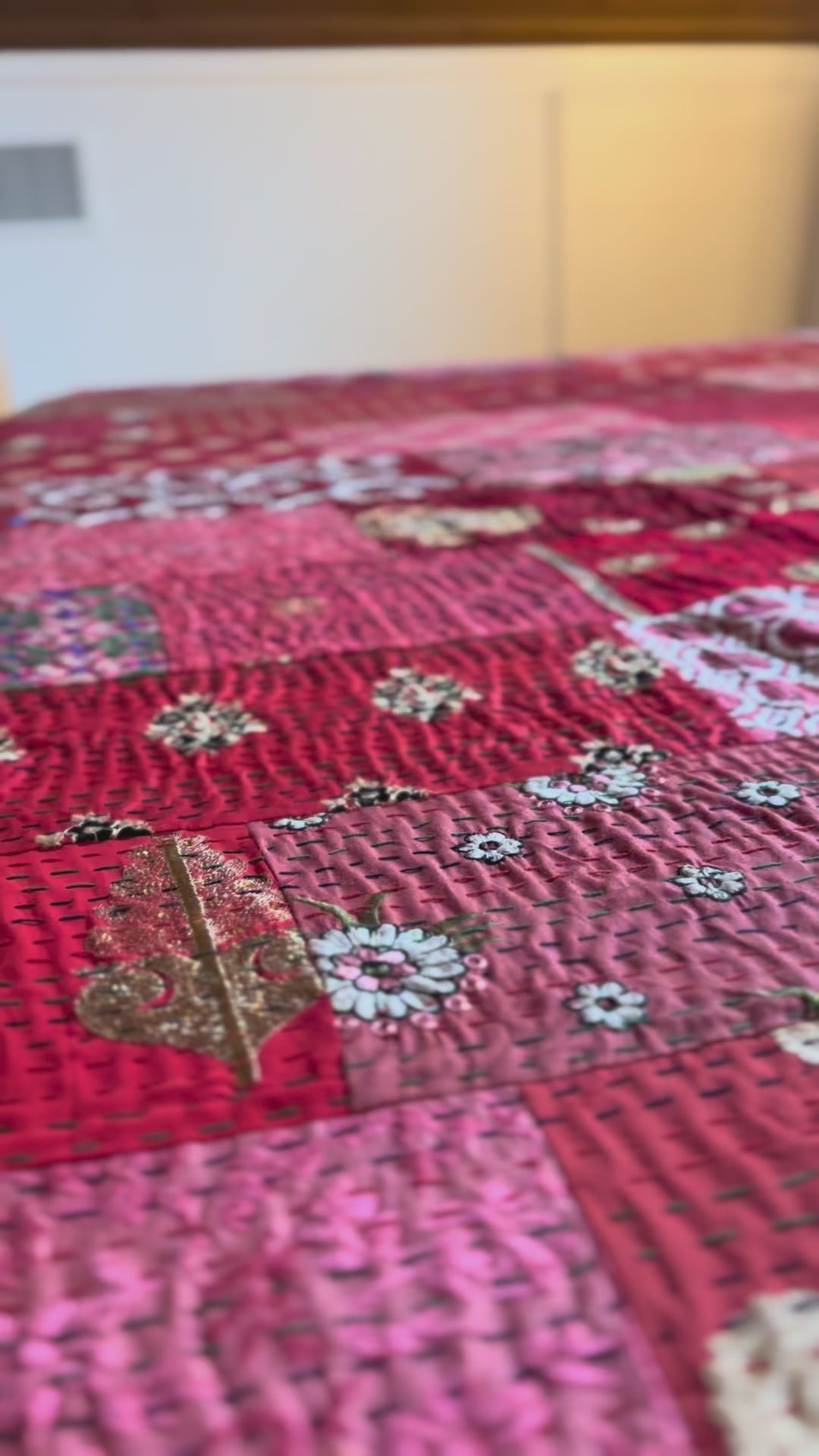Serene Fern Luxury Patola Kantha Bedspread
