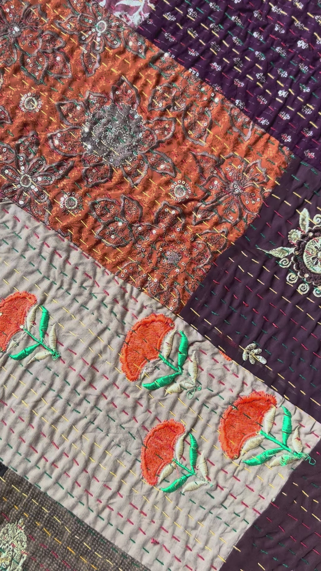 Aura Indigo Luxury Patola Kantha Bedspread