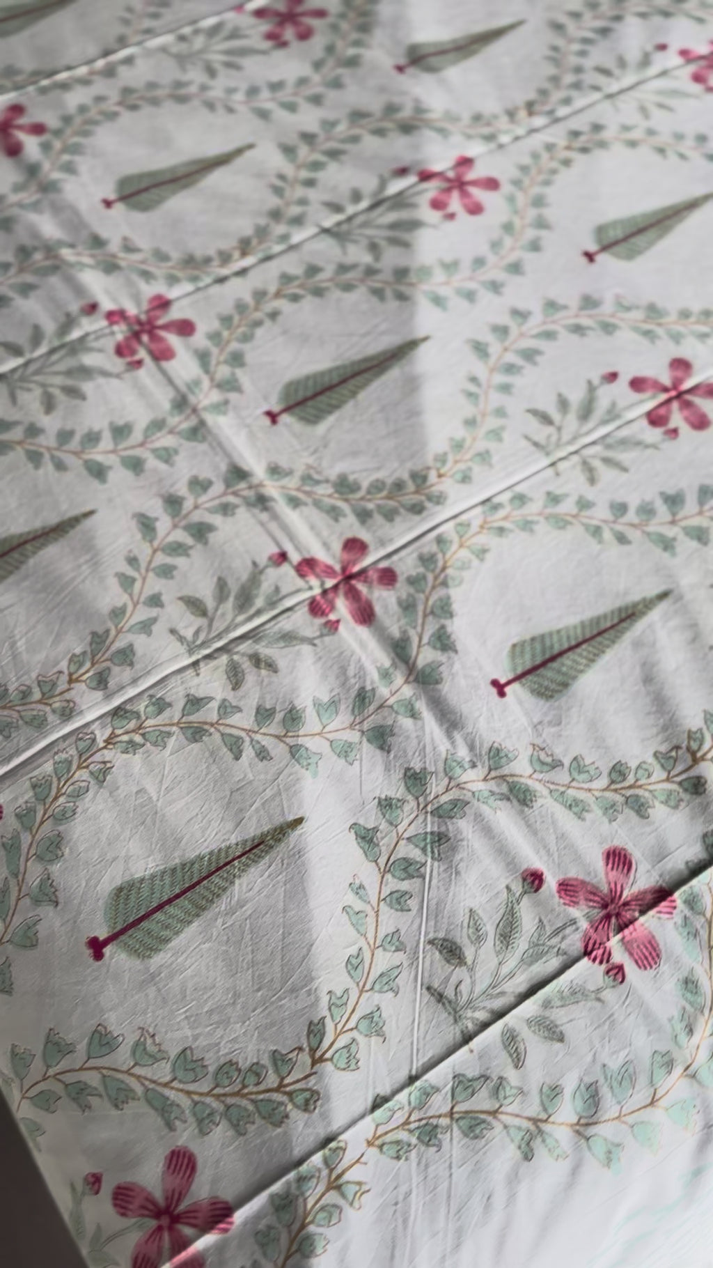 Radiant Bloom Hand Block Printed KING Bedsheet