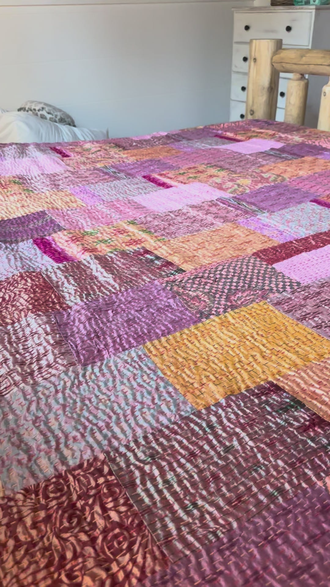 Silk Serene Cobalt Luxury Patola Kantha Bedspread