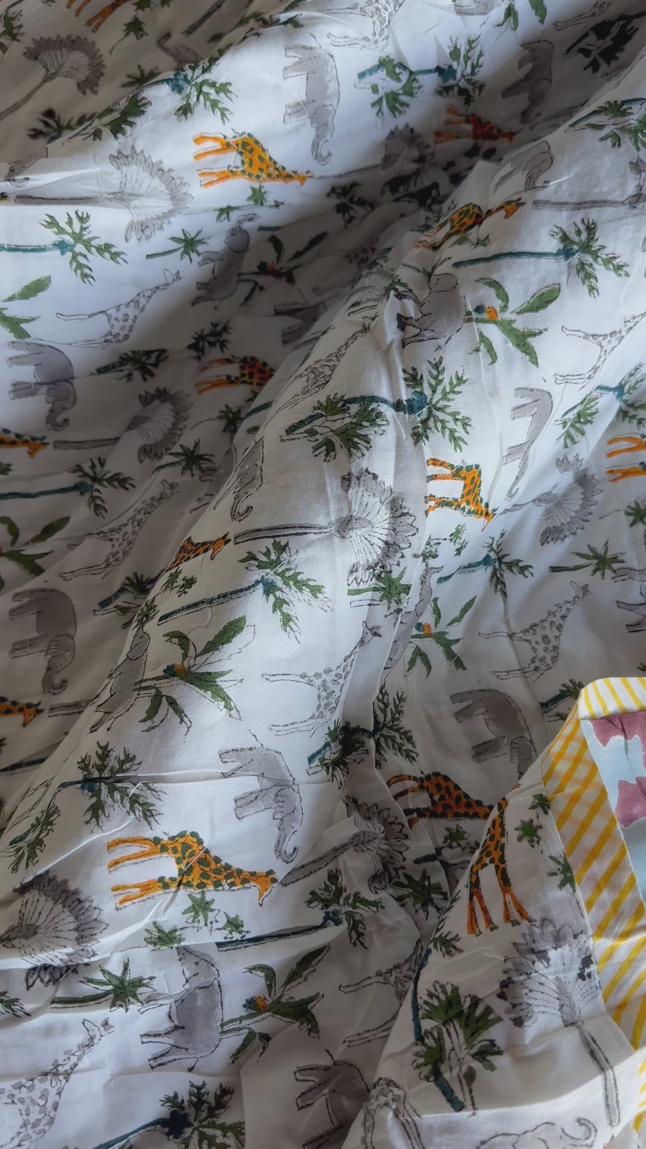 Tippy Toes and Trunks - 100% cotton Hand Made Artisnal Baby Quilt