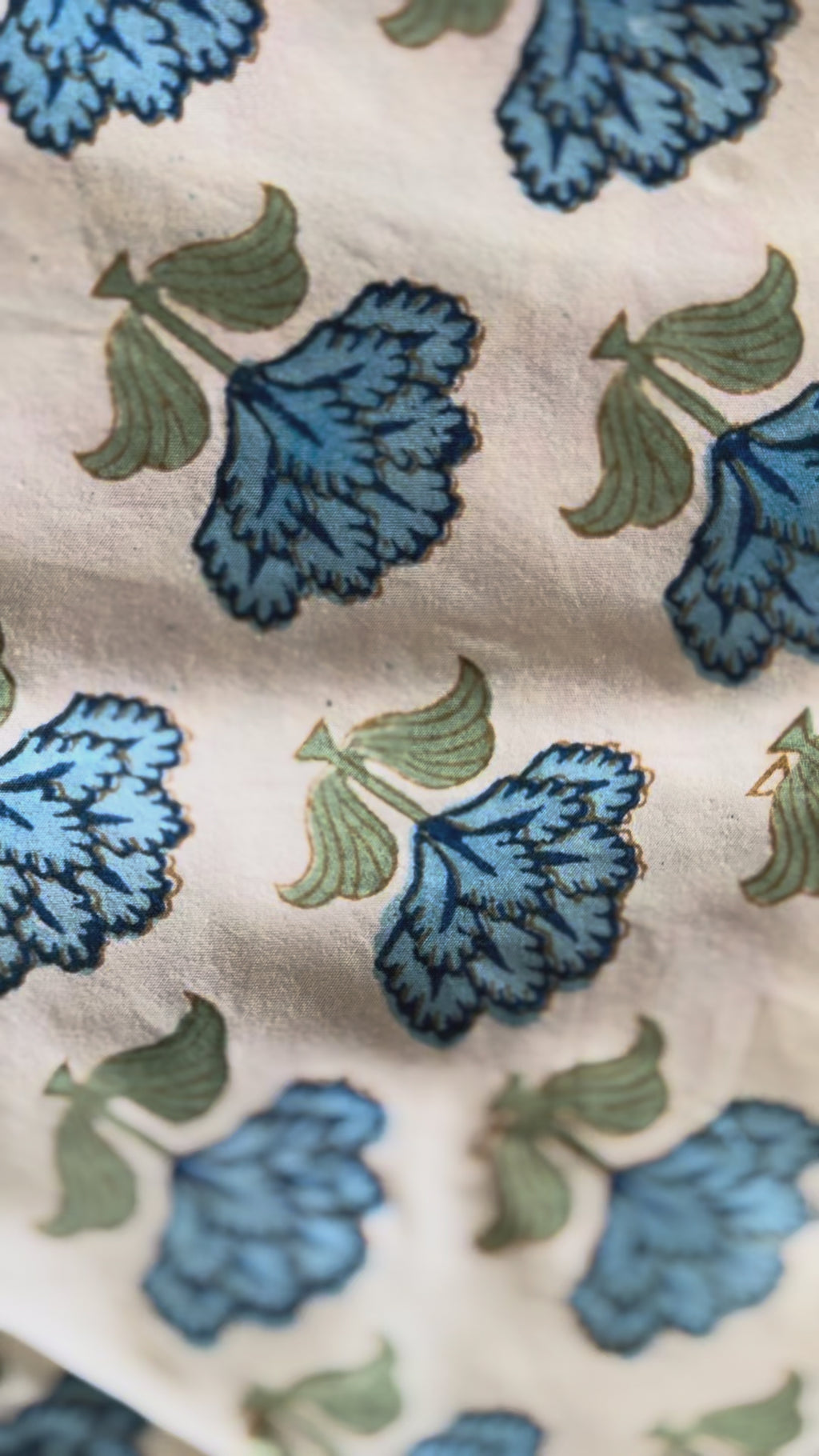 Indigo Bloom Hand Block Printed KING Bedsheet