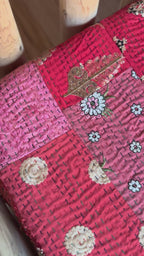 Serene Fern Luxury Patola Kantha Bedspread