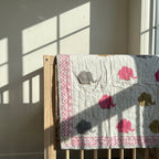 Elephant Dreams - 100% cotton, Reversible Hand Made Artisnal Baby Quilt