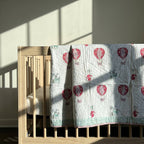 Floaty Dreams - 100% cotton, Reversible Hand Made Artisnal Baby Quilt