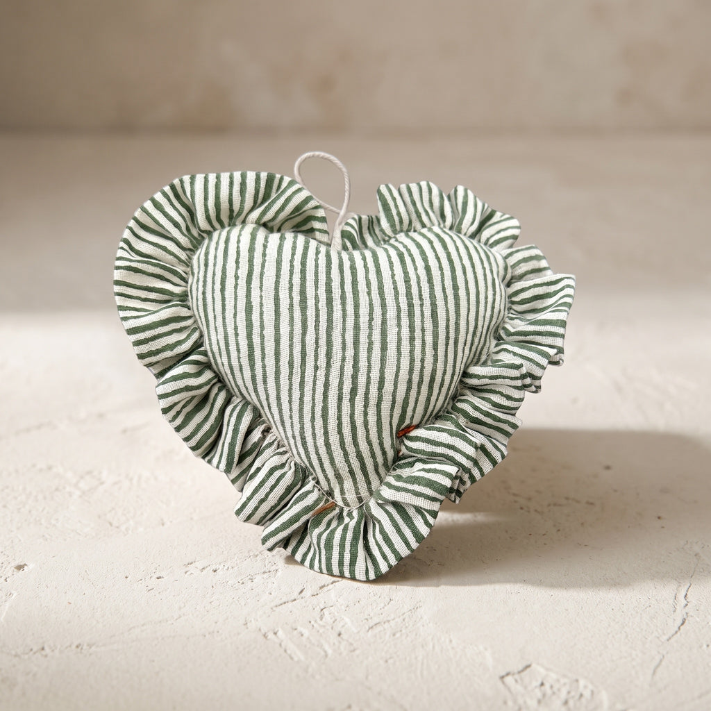 Handcrafted Cotton and Velvet Heart Christmas Ornaments :  Pack of 6