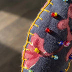 Handcrafted cotton fish Christmas ornament, Whisper Fern design – close-up detail. Example from surprise pack of six.