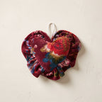 Gilded Amber cotton heart ornament – studio view
