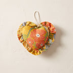 Terracotta Bloom cotton heart ornament – studio view