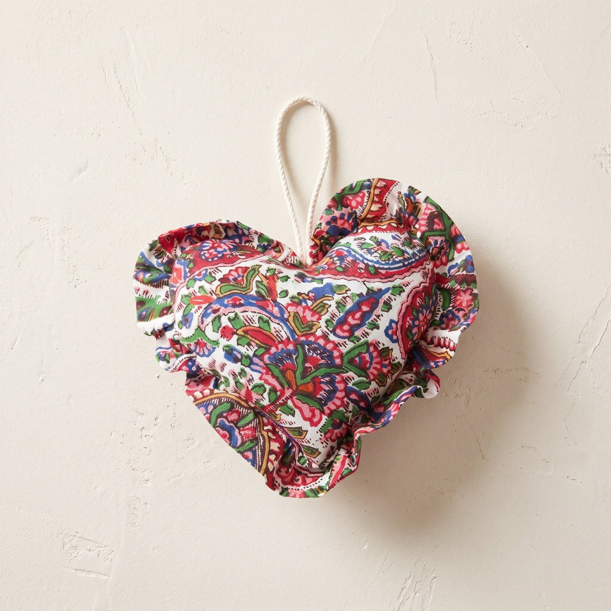 Examples of handcrafted cotton heart Christmas ornaments – random assortment pack of six