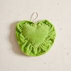 Dewy Fern cotton heart ornament – studio view