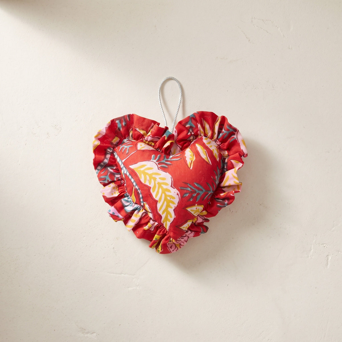 Gem Soft cotton heart ornament – studio view