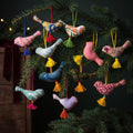 Handcrafted Cotton Bird Christmas Ornaments, Pack of 6