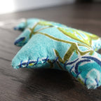 Handcrafted cotton Christmas tree ornament: Winter Mist design, fabric detail. Example design in surprise pack of six.