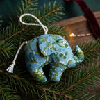 Handcrafted Cotton Elephant and Dinosaur Christmas Ornaments, Pack of 6