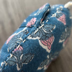 Handcrafted cotton elephant or dinosaur Christmas ornament – Sol Air design, fabric detail. Example from random pack of six.