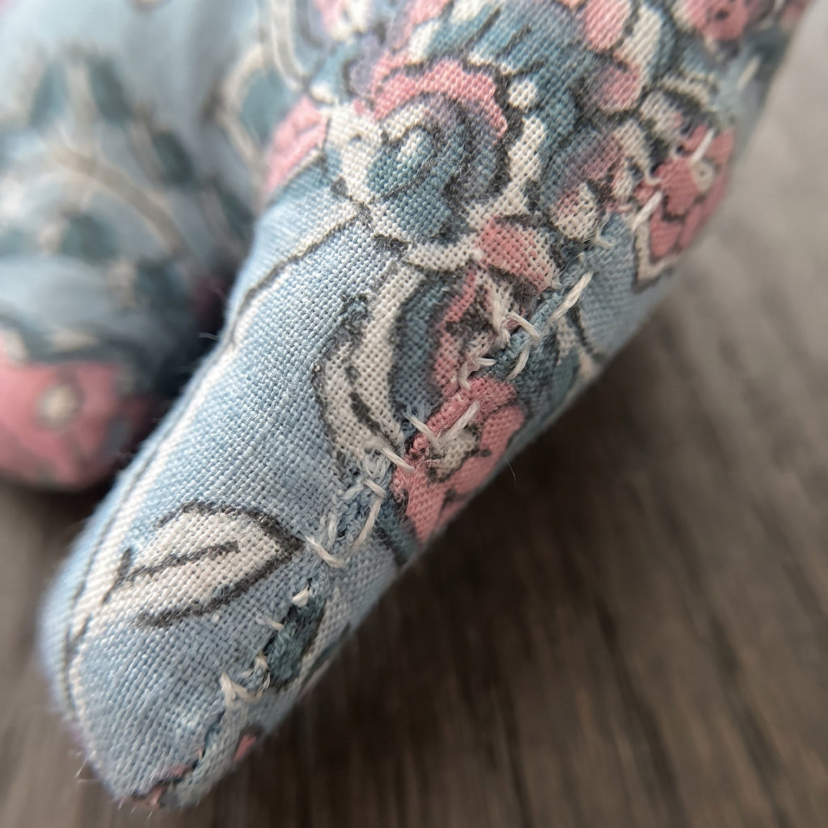 Handcrafted cotton elephant or dinosaur Christmas ornament – Lustre Glow design, fabric detail. Example from random pack of six.