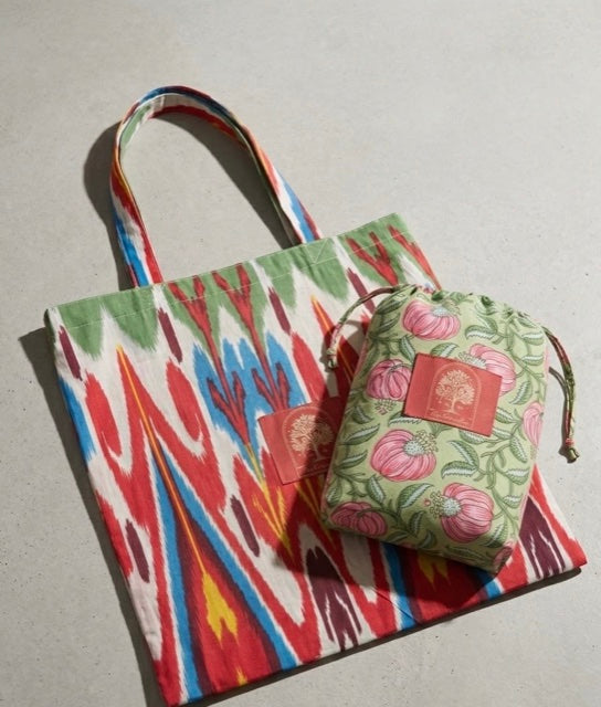 Hand-sewn cotton tote bag and potli pouch